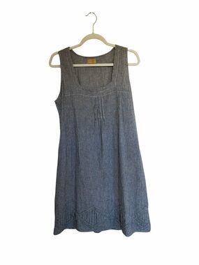 Tulip Brand 100% Cotton Sleeveless Houndstooth Lagenlook Effortless Shift Dress